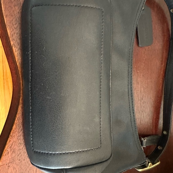 Authentic Coach Black Leather Handbag with Gold Accents - Picture 6 of 10